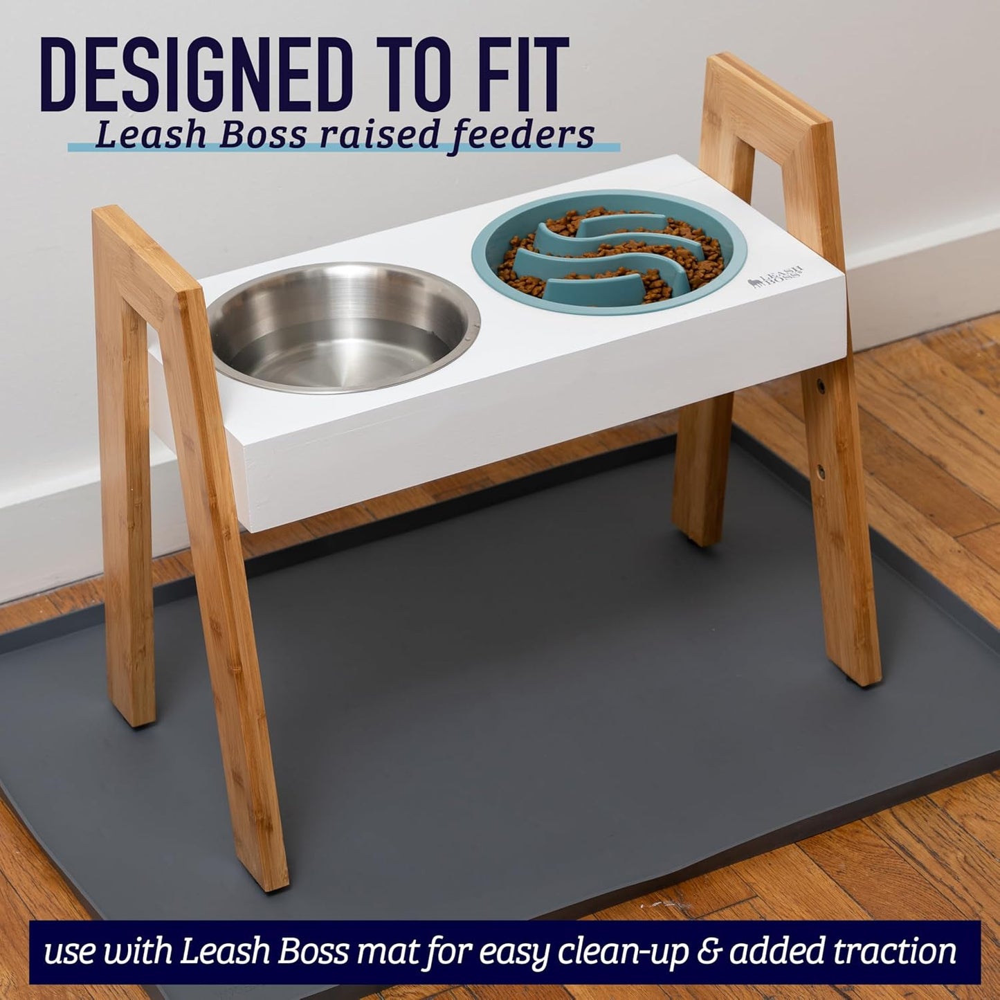 Slow Feeder Dog Bowls - 2 Cup, Puzzle Dog Food Bowl with Feeder Holes, Fits into Elevated Pet Feeders, Slow Eating for Large, Medium & Small Sized Breeds, Blue