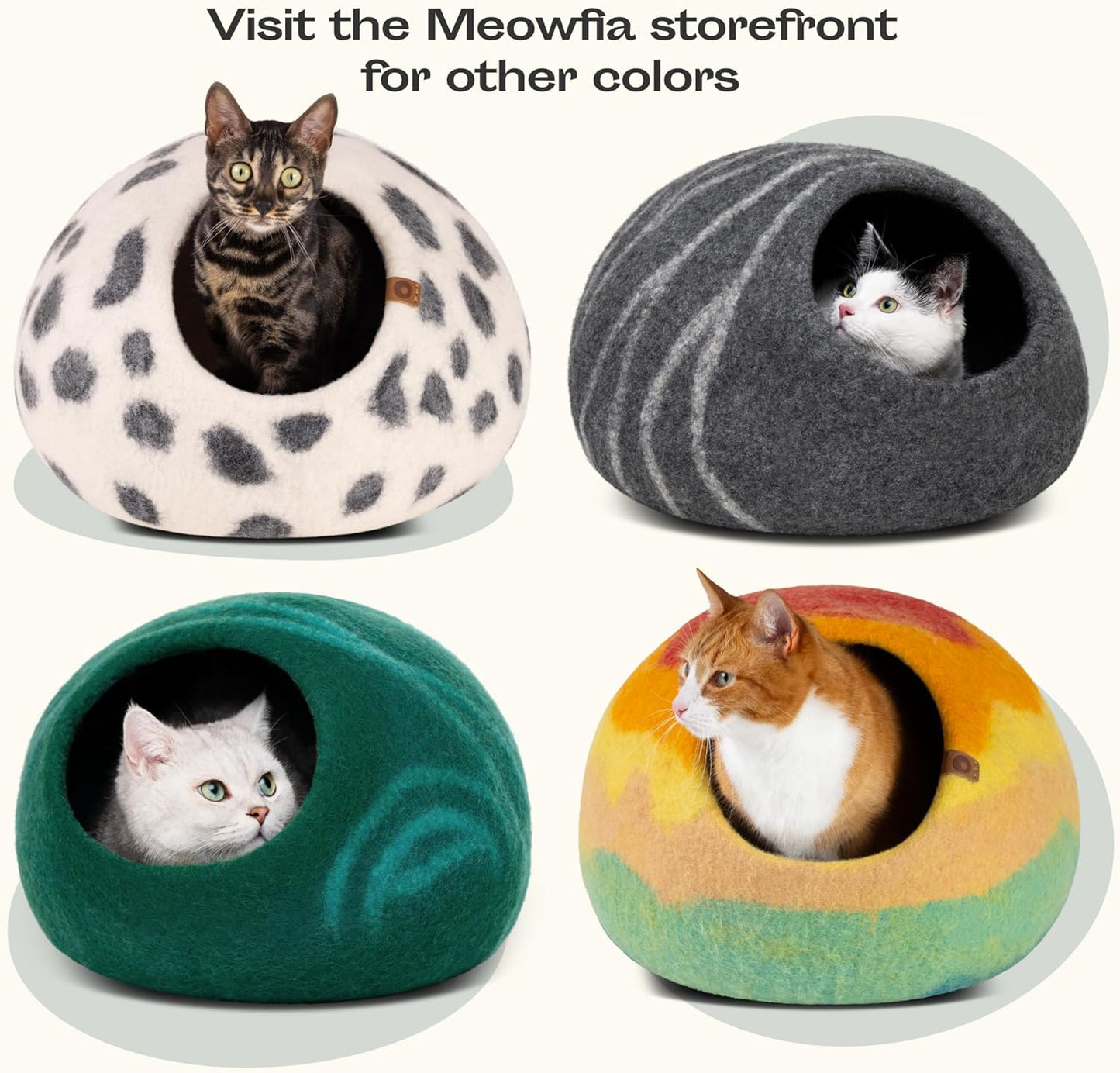 Premium Felt Cat Bed Cave - Handmade 100% Merino Wool Bed for Cats and Kittens, Cat (Large, Slate Grey)