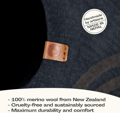 Premium Felt Cat Bed Cave - Handmade 100% Merino Wool Bed for Cats and Kittens, Cat (Large, Slate Grey)