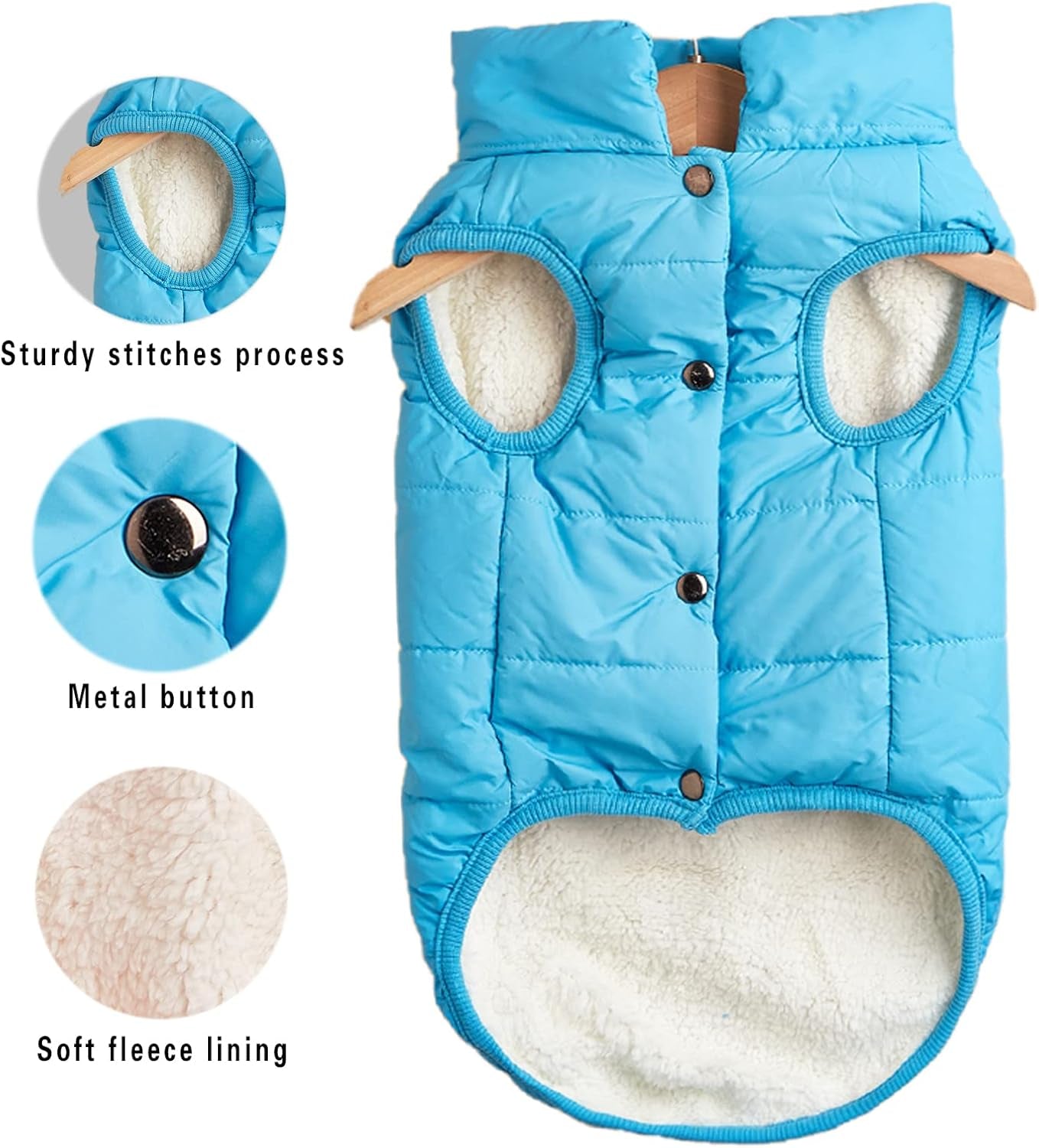Dog Jacket Puppy Coat: Winter Windproof Dog Coats for Small Medium Large Dog Cold Weather Coats Warm Fleece Lined Doggie Coat Puppy Jacket (Blue, X-Small)