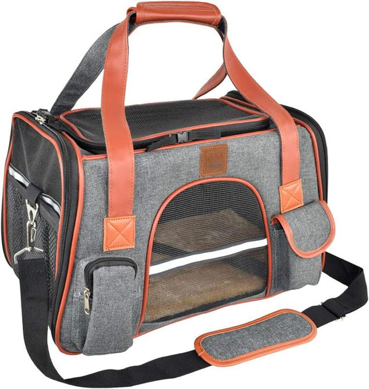 Pet Carrier for Cats and Small Dogs - Airline Approved Soft Sided, Ventilated Travel Carrier, Car Seat Safe