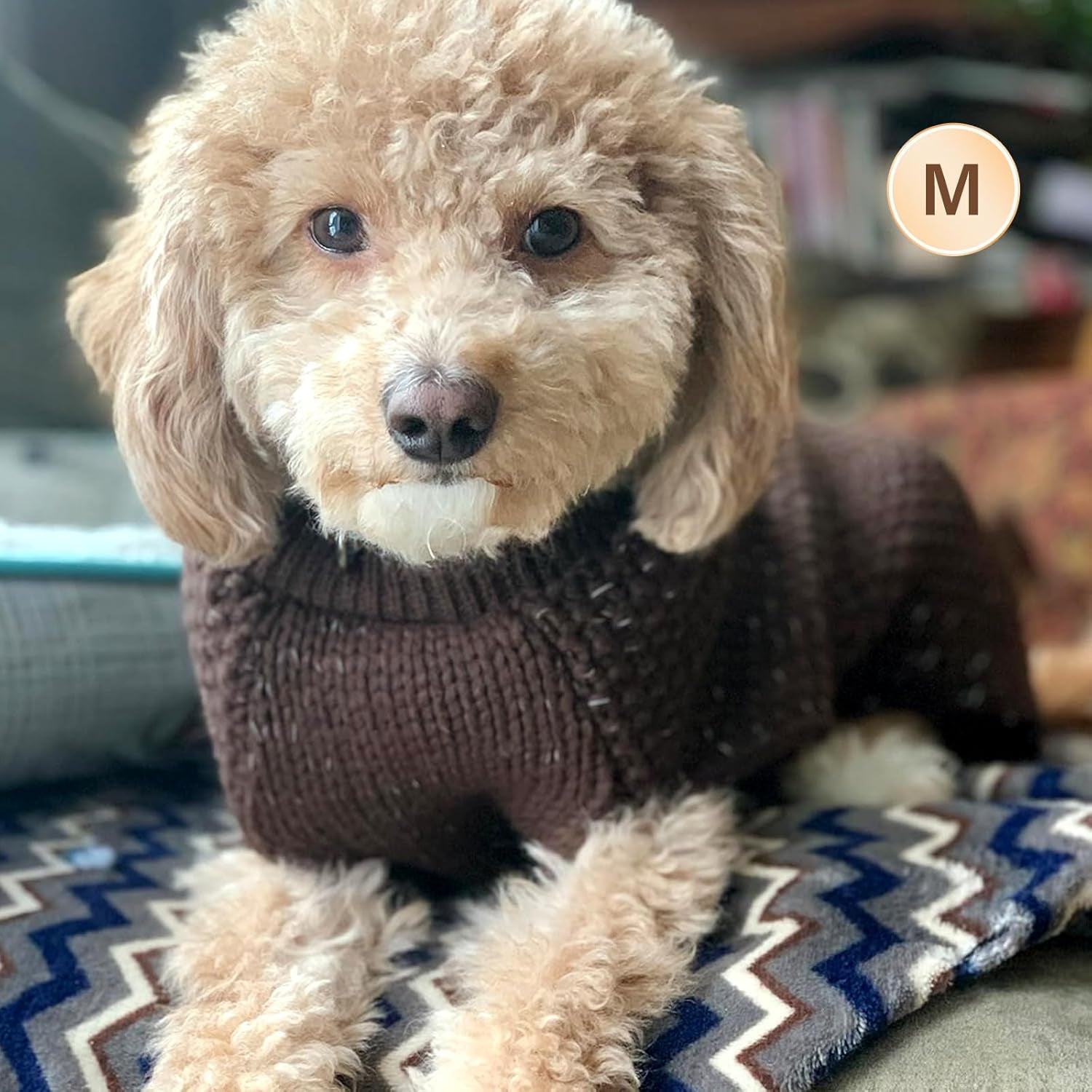 Dog Sweater with Leash Hole Warm Pullover with Reflective Yarn for Small and Medium Dogs Male Soft Knit Pullover Boy Dog Coats Cozy Lightweight Thick Sweater,Khaki,Medium